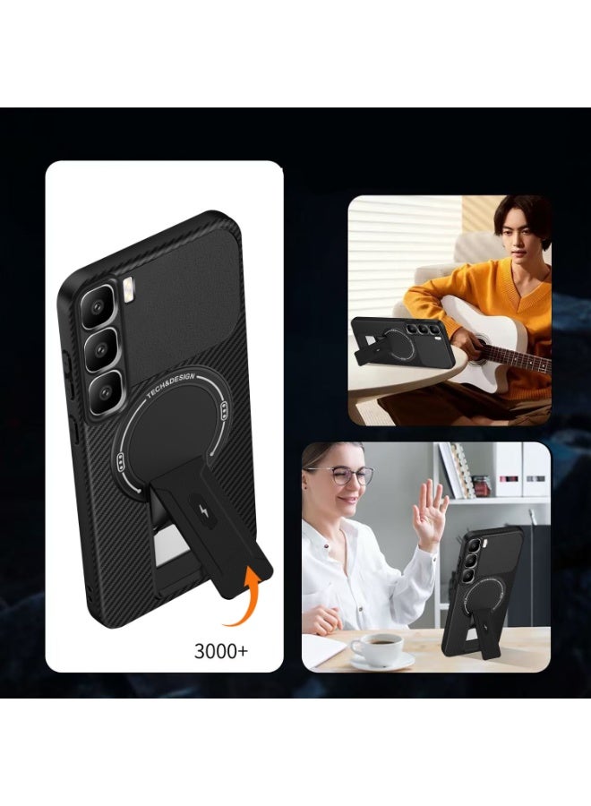 ثلاثة نمور لـ Infinix Hot 60 Pro + (Hot 60 Pro Plus) حالة ، هيكل مستقر ، شعور صديق للجلد ، شحن هاتف واقي لاسلكي مغناطيسي لـ Infinix Hot 60 Pro + (Hot 60 Pro Plus) ، أسود. - Image 4